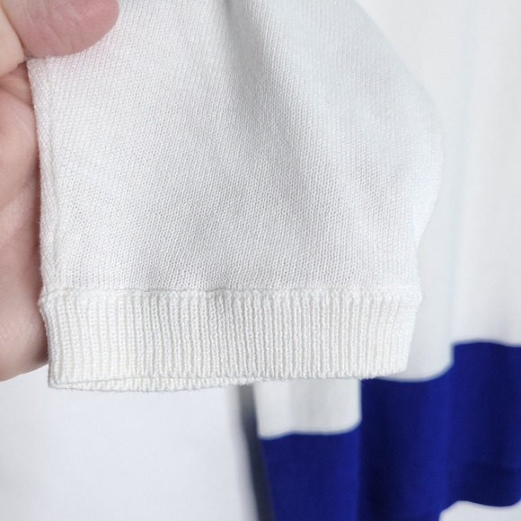 TALBOTS Dolman Sleeve White/Blue Sheer Sweater Women's MEDIUM PETITE (NWT) - Picture 6 of 12